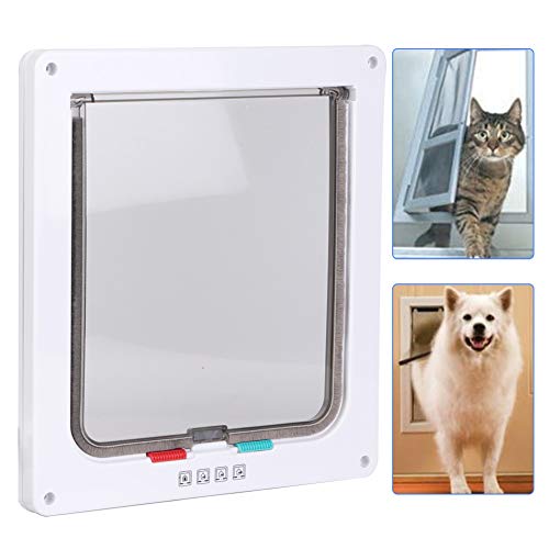 Parluna Puerta abatible Transparente acrílica Mediana para Perro, Puerta de Entrada Duradera para Mascotas, para Puerta Ventana(White)