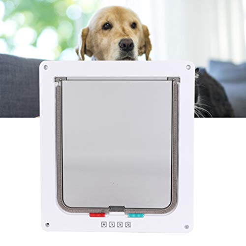 Parluna Puerta abatible Transparente acrílica Mediana para Perro, Puerta de Entrada Duradera para Mascotas, para Puerta Ventana(White)