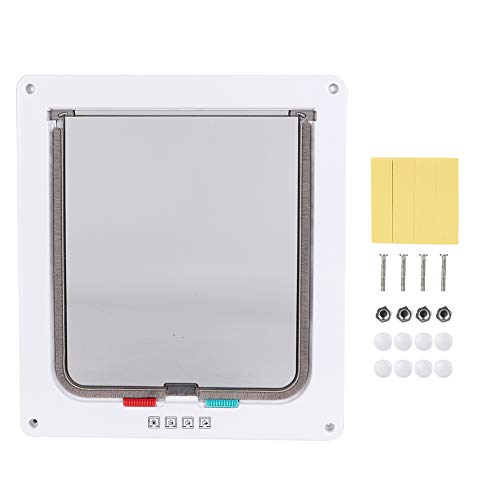 Parluna Puerta abatible Transparente acrílica Mediana para Perro, Puerta de Entrada Duradera para Mascotas, para Puerta Ventana(White)