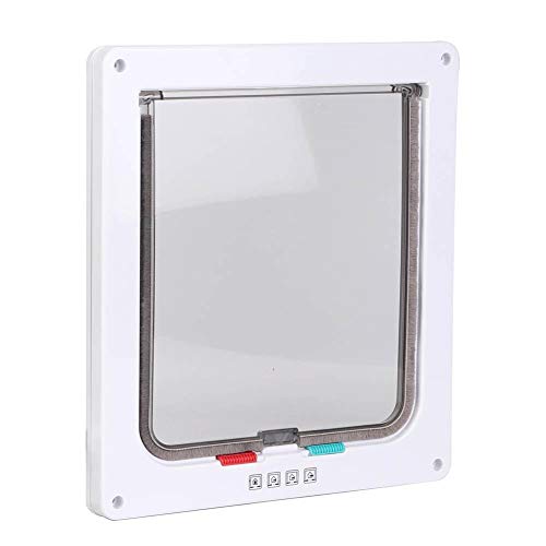 Parluna Puerta abatible Transparente acrílica Mediana para Perro, Puerta de Entrada Duradera para Mascotas, para Puerta Ventana(White)