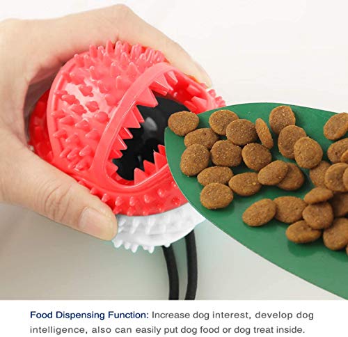 Pelota de goma para limpieza de dientes de perro con cuerda elástica y cascabel, pelota de juguete resistente a mordeduras para perros pequeños y medianos