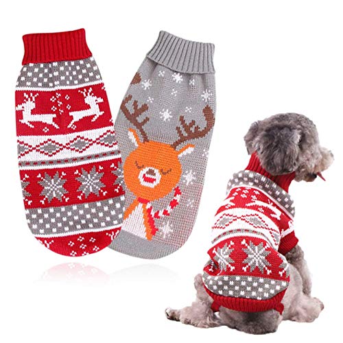 Pet Cat Christmas Sweater, Pet Dog Outfits Clothes, Christmas Thanksgiving Day Clima Frío Abrigos Decoración, Abrigos Cálidos Reno Suéter De Copo De Nieve Para Gatito Cachorro
