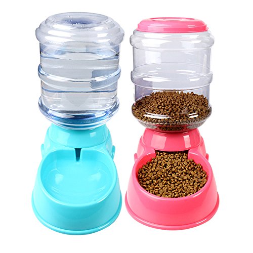 Pet Online Alimentador y dispensador de agua para perros Alimentación automática para perros y gatos Agua para beber Agua para tazones Accesorios para perros 3.5L, Alimentador, Rosa