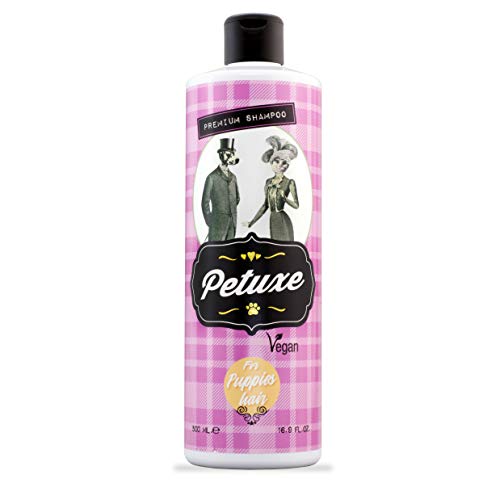 Petuxe Champú Vegano para cachorros. Champú Vegano Perros. Champú Mascotas. Todas las razas. Lavante, hidratante y vitalizante. Aloe Vera ecológico (500 ml)