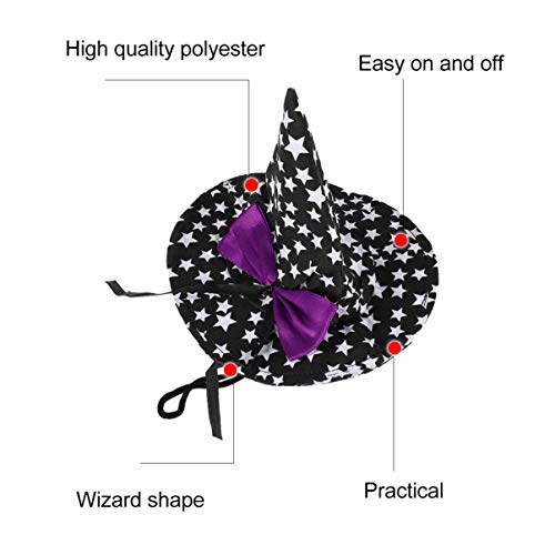 POPETPOP Gato Perros Disfraz de Halloween Gorra Bruja Mago Mascota Traje Ropa Ropa Divertida Accesorio Negro