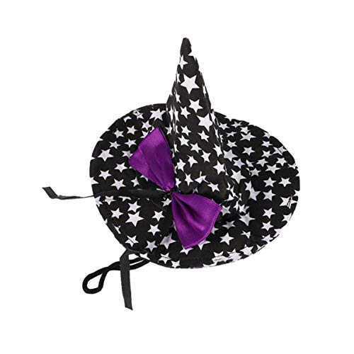 POPETPOP Gato Perros Disfraz de Halloween Gorra Bruja Mago Mascota Traje Ropa Ropa Divertida Accesorio Negro