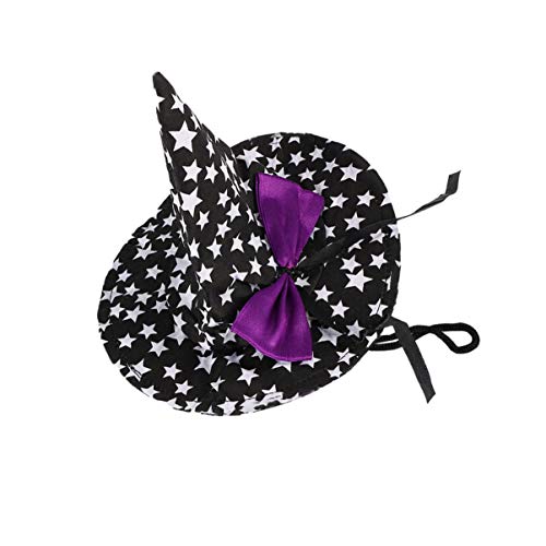 POPETPOP Mascota Disfraz de Halloween Mago Bruja Sombrero para Gato Perro Disfraz de Mago de Halloween para Perros Gato (Negro)