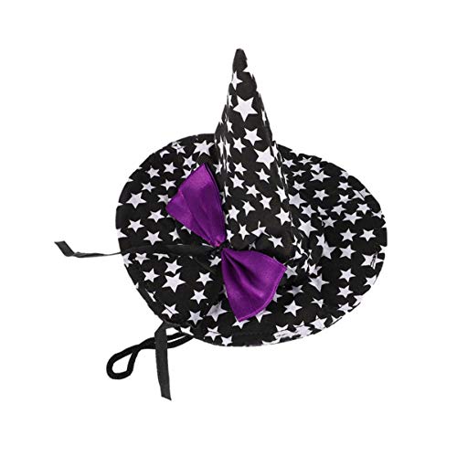 POPETPOP Mascota Disfraz de Halloween Mago Bruja Sombrero para Gato Perro Disfraz de Mago de Halloween para Perros Gato (Negro)