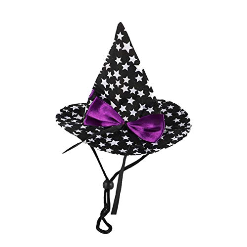 POPETPOP Mascota Disfraz de Halloween Mago Bruja Sombrero para Gato Perro Disfraz de Mago de Halloween para Perros Gato (Negro)