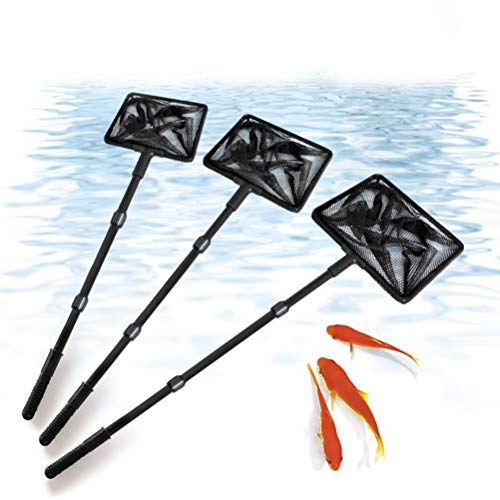 POPETPOP Red de Pesca Extensible Mango de plástico Mango telescópico Red de Aterrizaje Tuck Net para estanques de estanques de Peces de Lagos (Tamaño M)
