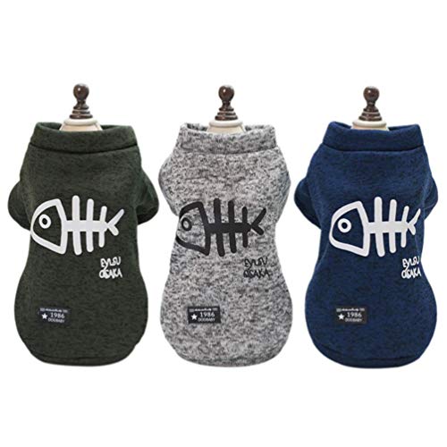 POPETPOP - Ropa cálida para perros y gatos, jersey de invierno para perros, chaleco para perros de talla pequeña, color azul