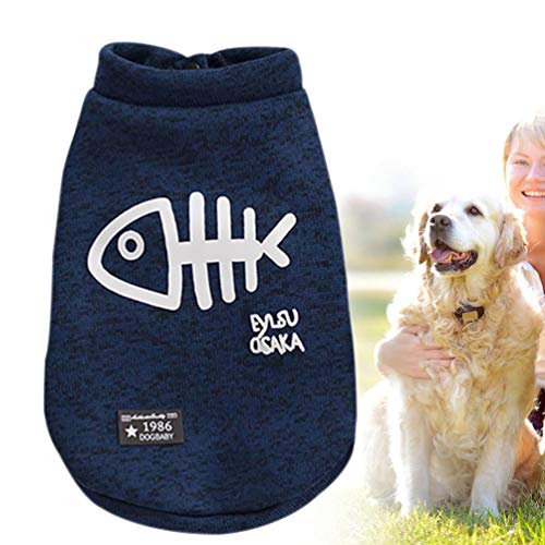 POPETPOP - Ropa cálida para perros y gatos, jersey de invierno para perros, chaleco para perros de talla pequeña, color azul