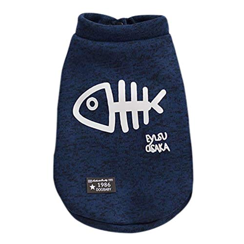 POPETPOP - Ropa cálida para perros y gatos, jersey de invierno para perros, chaleco para perros de talla pequeña, color azul