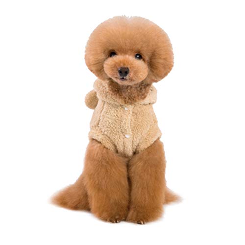 POPETPOP Ropa de Invierno para Mascota Perro Orejeras Sudadera con Capucha Perrito Peluche Abrigo (Albaricoque, XL)