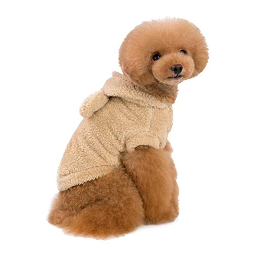 POPETPOP Ropa de Invierno para Mascota Perro Orejeras Sudadera con Capucha Perrito Peluche Abrigo (Albaricoque, XL)