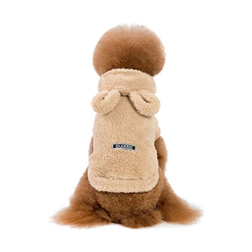 POPETPOP Ropa de Invierno para Mascota Perro Orejeras Sudadera con Capucha Perrito Peluche Abrigo (Albaricoque, XL)