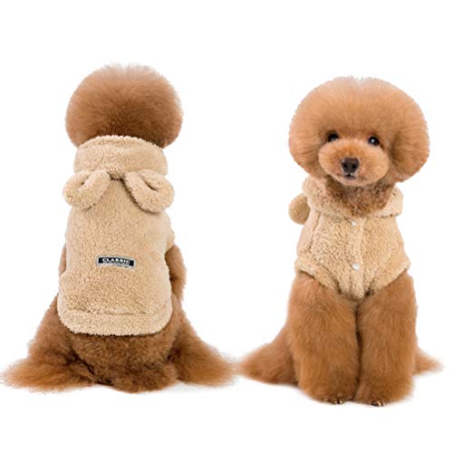POPETPOP Ropa de Invierno para Mascota Perro Orejeras Sudadera con Capucha Perrito Peluche Abrigo (Albaricoque, XL)
