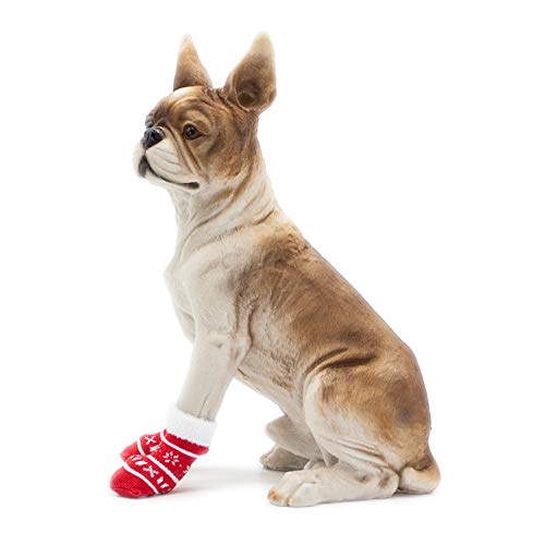 Poseca Calcetines navideños para Mascotas para Perros y Gatos Calcetines para muñecos de Nieve para Perros Calcetines para Renos Calcetines Antideslizantes para Perros