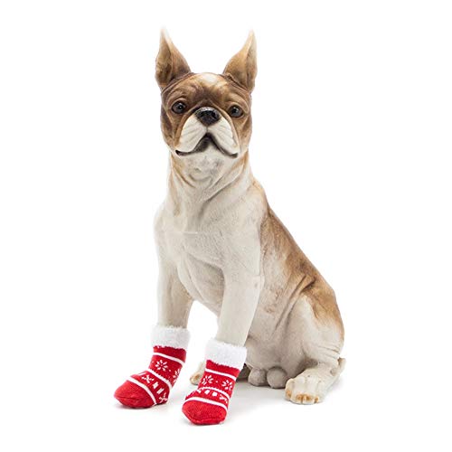 Poseca Calcetines navideños para Mascotas para Perros y Gatos Calcetines para muñecos de Nieve para Perros Calcetines para Renos Calcetines Antideslizantes para Perros