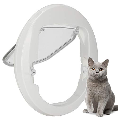 Puerta abatible para gatos Puerta abatible para mascotas con cerradura de 4 vías Puerta magnética redonda para perros Entrada y salida Puerta segura para mascotas para gatos y perros pequeños Perritos