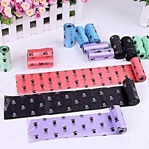 Runfon 5 rollos de bolsas para recoger excrementos de perros, bolsas higiénicas biodegradables para excrementos, bolsa para excremento de animales.