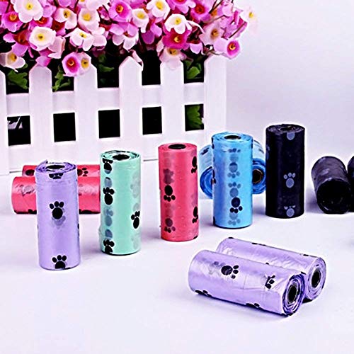 Runfon 5 rollos de bolsas para recoger excrementos de perros, bolsas higiénicas biodegradables para excrementos, bolsa para excremento de animales.