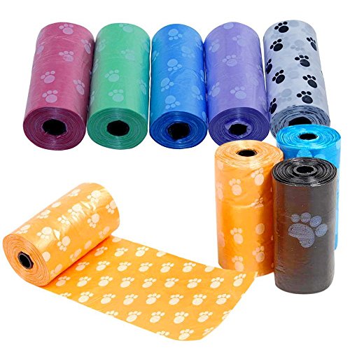 Runfon 5 rollos de bolsas para recoger excrementos de perros, bolsas higiénicas biodegradables para excrementos, bolsa para excremento de animales.