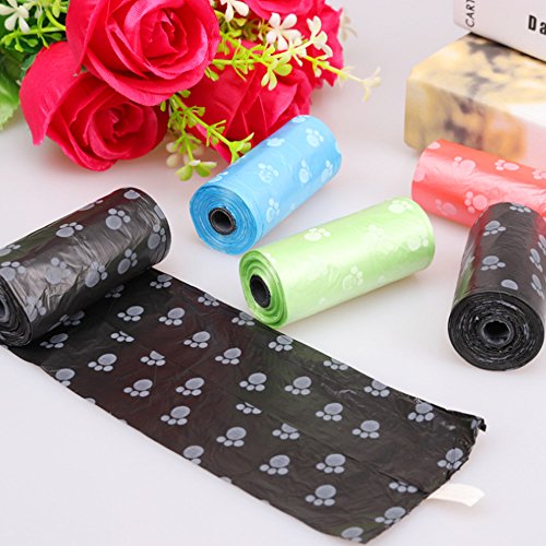 Runfon 5 rollos de bolsas para recoger excrementos de perros, bolsas higiénicas biodegradables para excrementos, bolsa para excremento de animales.