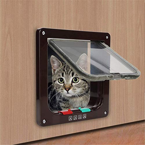 Rysmliuhan Shop Gatera para Puerta Gateras para Gatos Accesorios de Gato para Mascotas Gato Puerta de la Puerta Perro Aleta de Puerta Inteligente Cat Flap Brown,XL
