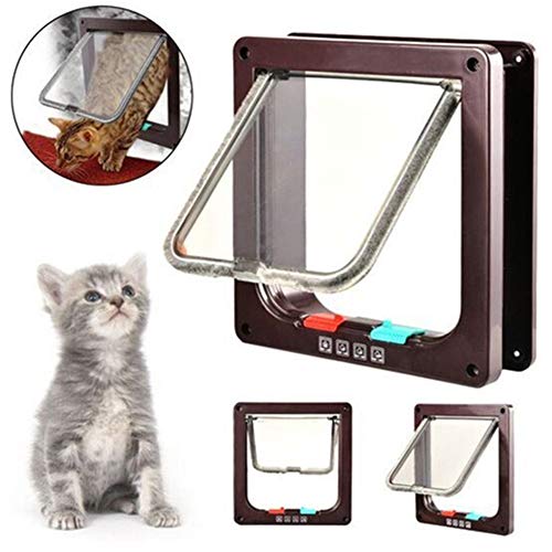 Rysmliuhan Shop Gatera para Puerta Gateras para Gatos Accesorios de Gato para Mascotas Gato Puerta de la Puerta Perro Aleta de Puerta Inteligente Cat Flap Brown,XL