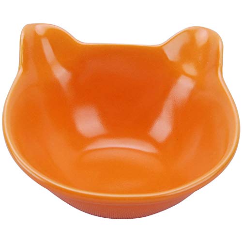 SDSQSCL Comedero Perro Gato,Antideslizante De Cerámica Resistente Material Pet Food Bowl/Recipiente De Alimentación/Tazón De Agua,Lindo Gato Naranja Orejas De Forma Más Fácil De Llegar A Los Aliment