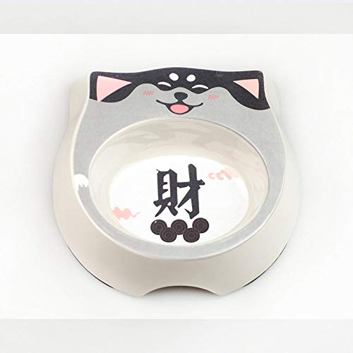 SDSQSCL Comedero Perro Gato,Antideslizante De Resina Duradera Pet Food Bowl/Recipiente De Alimentación/Tazón De Agua,Lindo Husky Siberiano Gris Forma Animal para Que Sea Más Fácil Llegar A Los Alimen