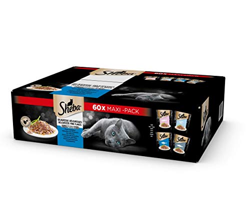 Sheba Delicateza de gelatina atún, Pescado Blanco y Bacalao, 5100 g