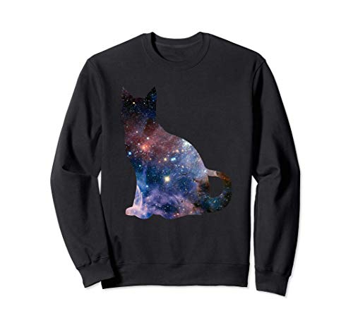 Silueta de gato de galaxia espacial Sudadera
