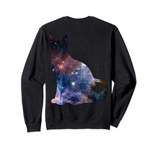 Silueta de gato de galaxia espacial Sudadera