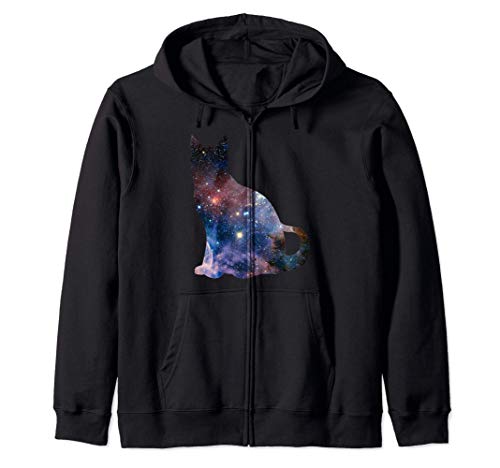Silueta de gato de galaxia espacial Sudadera con Capucha