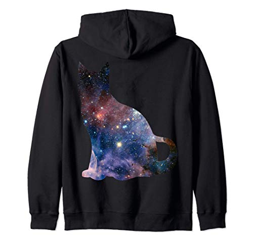 Silueta de gato de galaxia espacial Sudadera con Capucha