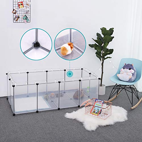 SONGMICS Valla para Animales Pequeños, Parque para Mascotas, Jaula Modular de Plástico, para Conejitos, Hámsteres, Cobayas, Blanco LPC02W