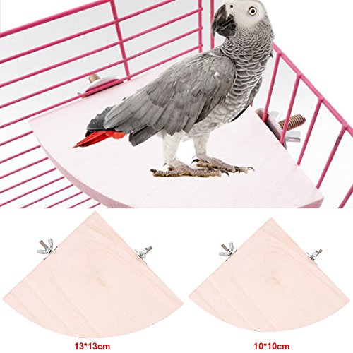 Soporte para pájaros, plataforma de pájaros, 2 perchas de madera para loro jaula mascota parakeet Budgie juguetes colgantes hámster forma de ventilador juego
