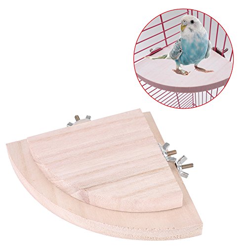 Soporte para pájaros, plataforma de pájaros, 2 perchas de madera para loro jaula mascota parakeet Budgie juguetes colgantes hámster forma de ventilador juego