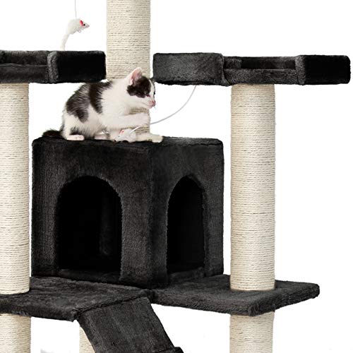 TecTake rascador para Gatos árbol para Gatos sisal Juguetes 186cm (Negro | no. 400560)