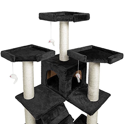 TecTake rascador para Gatos árbol para Gatos sisal Juguetes 186cm (Negro | no. 400560)