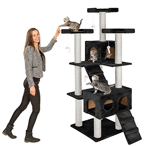 TecTake rascador para Gatos árbol para Gatos sisal Juguetes 186cm (Negro | no. 400560)