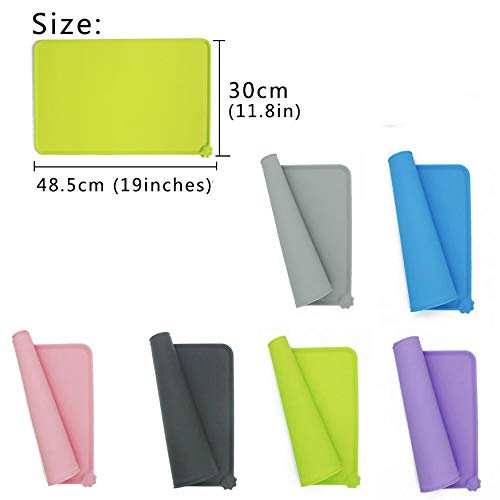 Tineer Silicona Pet Food tazón Mat, 19.1x11.8 Inches Antideslizante del Gato del Perro del alimentador Tazones Bandeja, fácil de Limpiar para Mascotas Agua de la Taza del Amortiguador Mantel (Verde)