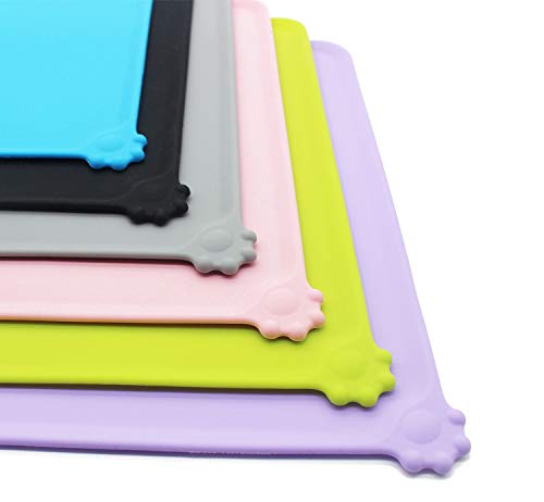 Tineer Silicona Pet Food tazón Mat, 19.1x11.8 Inches Antideslizante del Gato del Perro del alimentador Tazones Bandeja, fácil de Limpiar para Mascotas Agua de la Taza del Amortiguador Mantel (Verde)
