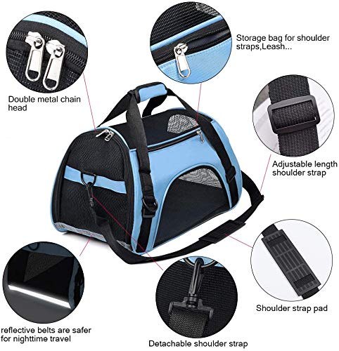 Transportín para Perros Y Gatos Portador del Mascota Bolsa de Malla Transpirable de Viaje Bolso de Hombro-43 x 20 x 29 cm