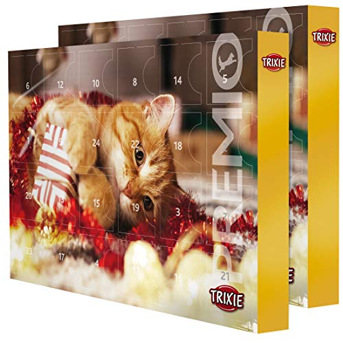 TRIXIE Calendario de Adviento Premio para gatos con diferentes golosinas en pack doble.