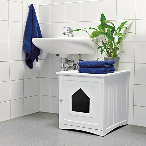 TRIXIE Mueble de Baño Cat House, 49 × 51 × 51 cm, Blanco, Gato