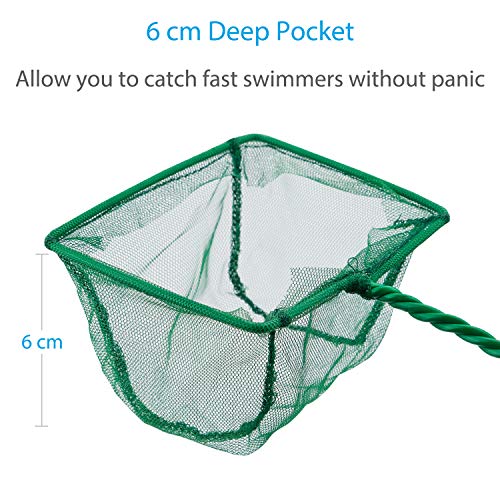 Uniclife 10cm Aquarium Net Malla fina Redes de Captura de Peces Pequeños con Mango de Plástico - Verde