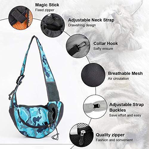 Vejaoo Mochila de Perros Gatos Portador Bolsa para Mascotas Bolsa de Transporte Suave y Cómoda XZ029 (S, Blue Camouflage)
